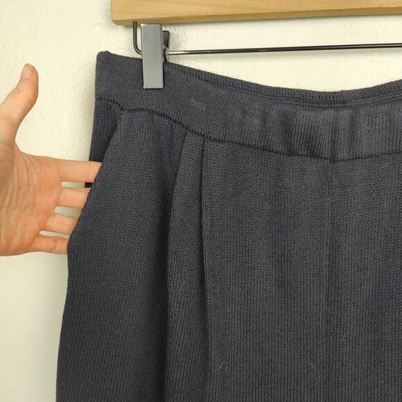 Vintage St John Santana Knit Pants Womens 12 Black Pleated Wide Leg Pull On Wool - Picture 3 of 7